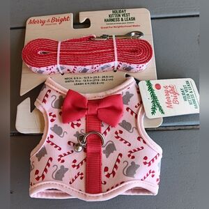 Holiday kitten vest harness and leash